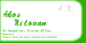 akos milovan business card